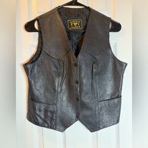 Y2K Vintage Black Leather Moto Vest Punk Rocker Indi Grunge Edgy Street Style